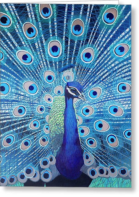 Blue Peacock - Greeting Card