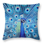 Blue Peacock - Throw Pillow